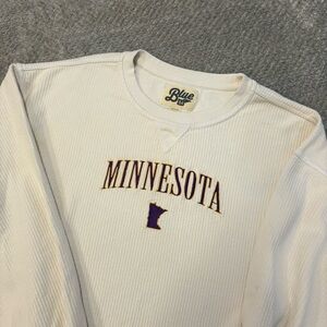 VTG Blue 84 Cream Crewneck Sweatshirt with Purple & Gold Embroidery